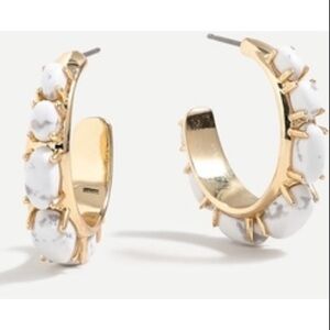 J.Crew Gold Hoops with White Accents